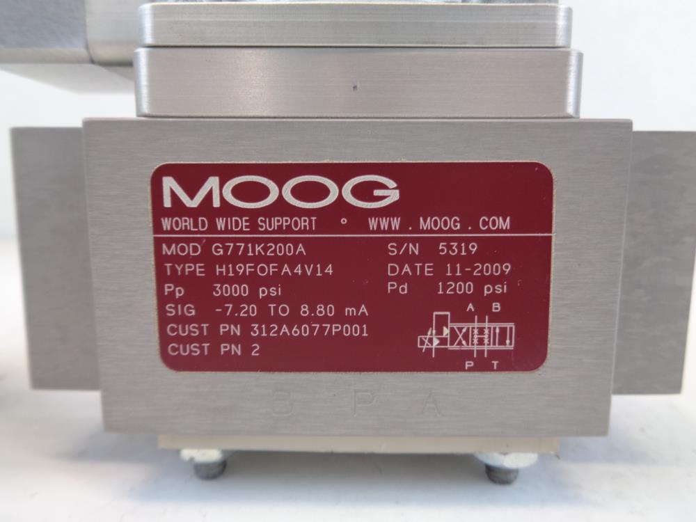 Moog Mechanical Feedback Servo Valve G771K200A, Type H19FOFA4V14